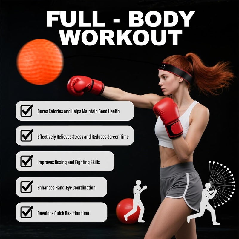 swardroof Boxing Reflex Ball Headband Set - 4-Pack Reflex Balls with 2 Adjustable Headbands for Boxing & MMA, Perfect for Improving Reaction Speed, Timing, Accuracy, Focus and Hand-Eye Coordination - Image 4